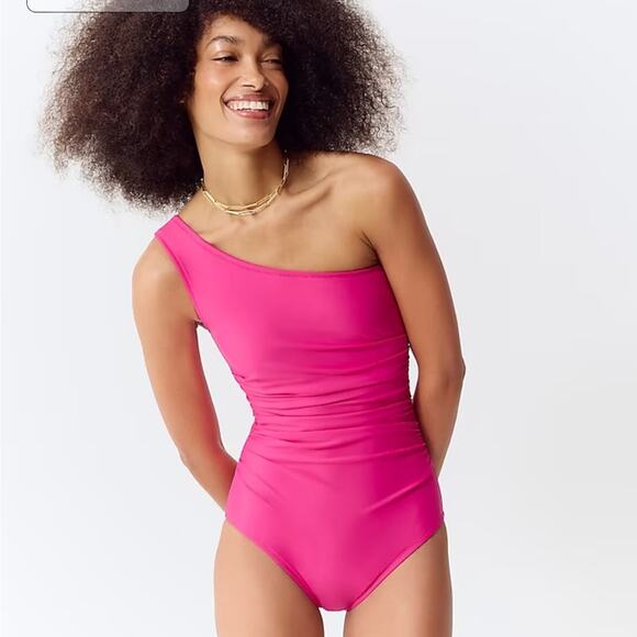 NEW J.Crew Sleek ruched one-shoulder one-piece swimsuit Size 20 - Picture 3 of 12